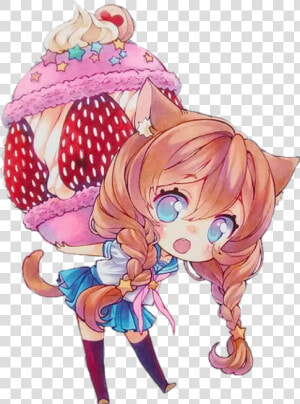  chibi  girl  chibigirl  anime  drawing  art  macaroon   Anime Food Girl Chibi  HD Png Download