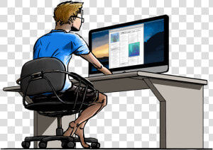Mad At Computer Png   Guy On His Computer  Transparent Png