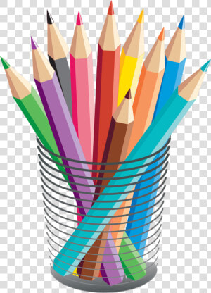 Transparent Library Colored Pencil Stationary Transprent   Color Pencil Vector  HD Png Download