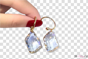 The Bling Club Gold Hoops Dangling Emerald Cut Crystal   Earrings  HD Png Download