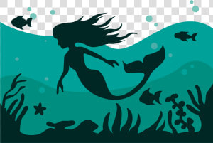 Vector Outline Undersea Mermaid Png Download  Transparent Png