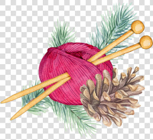 Yarn Ball With Pine Cone  HD Png Download