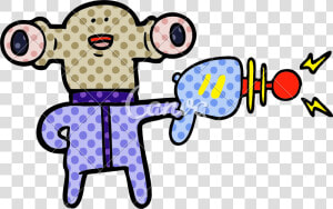 Friendly Cartoon Alien With Ray Gun   Raygun  HD Png Download