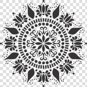 Jpg Black And White Lotus Stencil Easy And To Use Painted   Mandala Stencil Download  HD Png Download