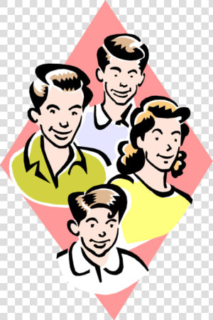 Vector Illustration Of 1950 S Vintage Style Family   Cartoon  HD Png Download