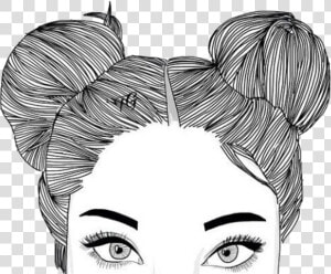 Png Tumblr Hipster   Half Face Girl Drawing  Transparent Png