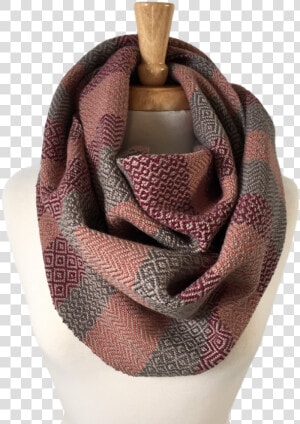 Oxblood  Peach And Charcoal Grey Woven Infinity Scarf   Scarf  HD Png Download