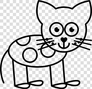 Cat With Spots Outline Rubber Stamp   Dog Stick Figure Png  Transparent Png