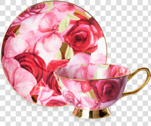 Luscious Orchid Rose Cup And Saucer   Garden Roses  HD Png Download