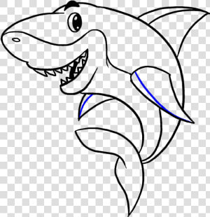 How To Draw Shark   Shark Cartoon Black And White  HD Png Download