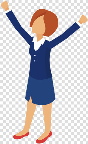 Clipart Person Business Woman   Woman Hands Up Cartoon  HD Png Download