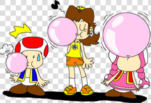Cartoon clip Art animated With Character   Bubble Gum Toad And Toadette  HD Png Download