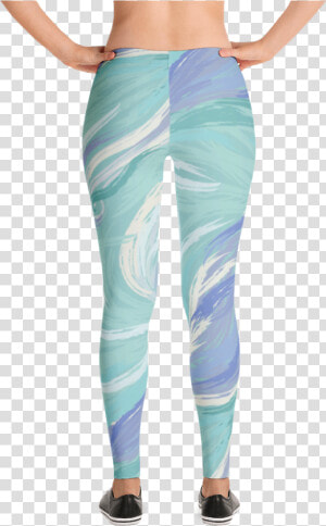 Green Blue Waves Impressionism Yoga Leggings  HD Png Download