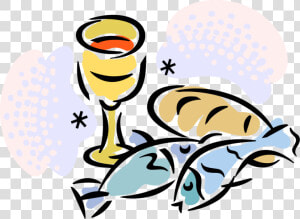 Svg Stock Christian Cup Fish Loaves   Fish And Bread Cartoon  HD Png Download