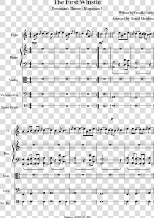 Protoman S Theme Sheet Music For Flute  Piano  Strings   Protoman Theme Piano Sheet  HD Png Download