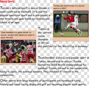 ￼popular Sports tunisia S National Sport Is Soccer   Flyer  HD Png Download