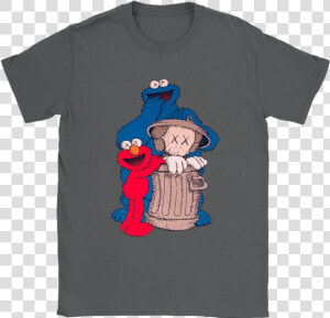 Elmo And Cookie Monster Hide Kaws In Trash Can Shirts  HD Png Download