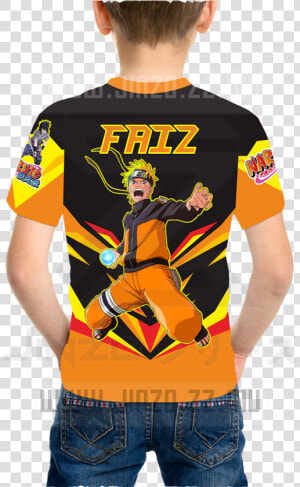 Kids Naruto Team 7 Fullprint Tee Shirt Printed With   White Plain Back Shirt Boy  HD Png Download