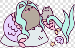 Pusheen And Stormy Mermaid Clipart   Png Download   Stormy Mermaid Pusheen  Transparent Png
