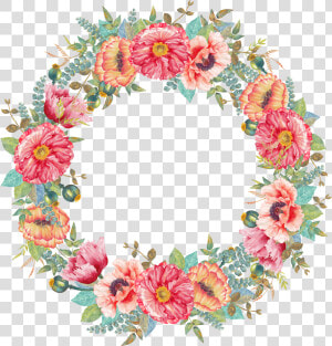 Flower Wreath Watercolor Painting   Round Flower Design Png  Transparent Png