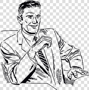 Man In Suit Sitting In Chair   Man In A Suit Drawing  HD Png Download