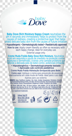 Baby Dove Diaper Rash Cream Ingredients  HD Png Download