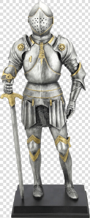 Medieval Armor Holding A Sword Statue   Italian Knight Armor  HD Png Download