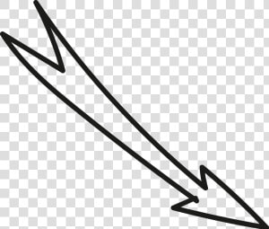Right Down Arrow White Wedge Tail Doodle   Line Art  HD Png Download