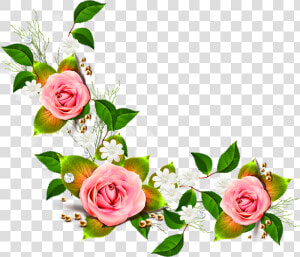 Flowers flowering Plant clip Art garden Roses illustration rose   Transparent Corner Flower Border  HD Png Download