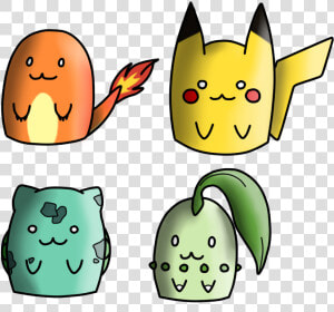 Collection Of Free Pikachu Drawing Bulbasaur Download   Pikachu Charmander Squirtle And Bulbasaur Drawing  HD Png Download