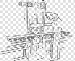Machine  Factory  Polishing  Rail  Labor  Worker   Factory Worker Clipart Black And White  HD Png Download