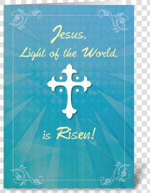 Easter Religious Cross And Rays On Teal Greeting Card   Poster  HD Png Download