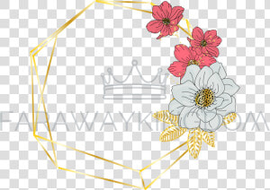Red White Wedding Floral Golden Frame Vector Illustration   Gold Red Flower Frame Vector  HD Png Download