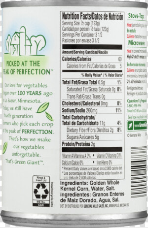 Green Giant Canned Sweet Peas Nutrition Label  HD Png Download