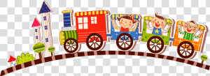 Cute Children Vector Korean 2016 Cartoon Clipart   Train With Children Cartoon Png  Transparent Png