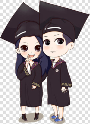 Hand Drawn Cartoon Men And Women Graduates Transparent  HD Png Download