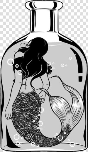  mermaid  water  blackandwhite  bottle  tumblr   Henn Kim Mermaid  HD Png Download