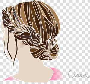 Clip Art Cartoon Braided Hair   Drawing Hair In Illustrator  HD Png Download