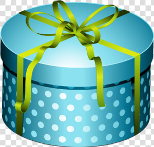 Blue Round Present With Bow Png Image Clipart   Round Gift Clipart  Transparent Png