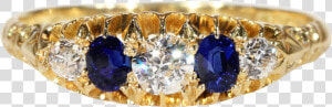 Antique Sapphire Diamond Gold Ring Hallmarked   Sapphire And Diamond Gold Ring Antique  HD Png Download
