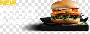 Halloumi  amp  Chicken Burger   Fast Food  HD Png Download