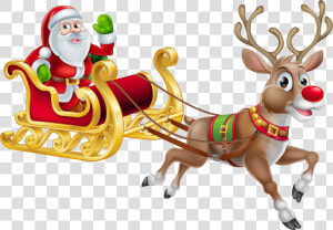 And Sledge Claus Eve Transparent Decoration Santa Clipart   Reindeer Png Transparent  Png Download