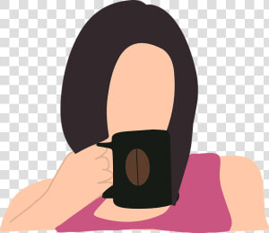 Woman  Coffee  Drink  Hot  Break  Hair  Skin  Clothes   Illustration  HD Png Download