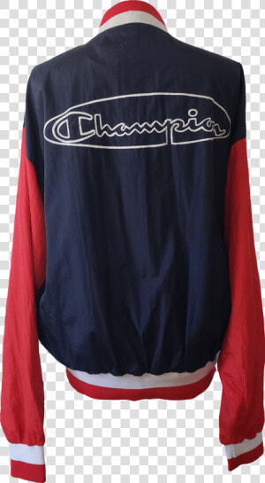 Red White And Blue Bomber With Olympic Graphicby Champion   Leather Jacket  HD Png Download