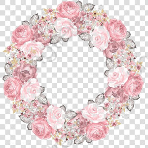 Ink Flowers Flower Border   Round Flowers Pink Png  Transparent Png