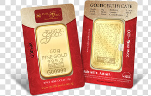 50g Gold Bar   Public Gold Gold Bar  HD Png Download