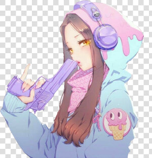  girlpower  animegirl  girl  anime  cute  colorful   Anime Girl Aesthetic Icon  HD Png Download
