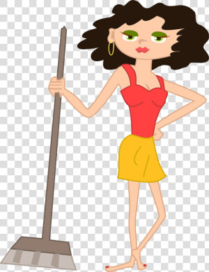 Girl With Broomstick  HD Png Download