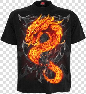 Black Fire Dragon T shirt   Spiral Fire Dragon T Shirt  HD Png Download