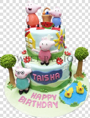 3 Tier Peppa Pig 3d Cake  HD Png Download